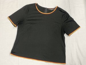 キングラム[05]LEONARD[レオナール] レディーストップス 半袖Tシャツ カットソー ブラック(イエロー×レッド) LL 毛100%【送料無料】8074