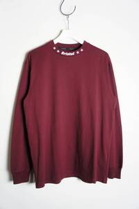 美品22AW F.C.R.B F.C.Real Bristol ブリストル RIBBED EMBROIDERED TEE 長袖 クルーネック Tシャツ FCRB-222072 エンジ1124O★1