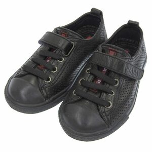 未使用 箱付 プラダ PRADA レッドプレート サイドPRADAロゴ パンチング レザー シューズ 24インチ 2-3歳 14.5-15cm ベビー キッズ