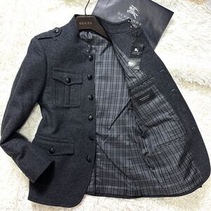 未使用級銀釦BURBERRY BLACKLABELナポレオンジャケット マリンPコート XL.LL～L メタル釦 ノバチェック ブラレ バーバリーブラックレーベル