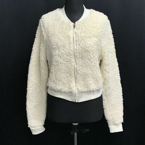 ホリスター/HOLLISTER★ショート丈/フリースブルゾン【レディースL/アイボリー/ivory】ノーカラー/ボア/Jacket/Jumper◆BH693