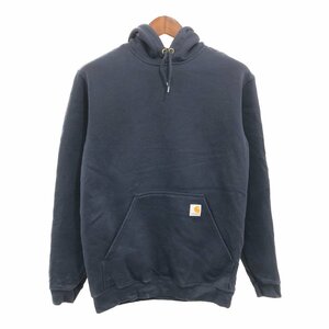 SALE/// Carhartt カーハート ロゴ スウェット パーカー トップス ワーク 袖プリント ネイビー (メンズ S) P7720