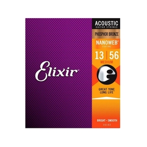 Elixir アコースティックギター弦 16102 PHOSPHOR BRONZE NANOWEB LIGHT 13-56 正規品