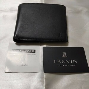 ■LANVIN COLLECTION■ランバン■2つ折財布■スナップボタン留コインケース付■ブラック