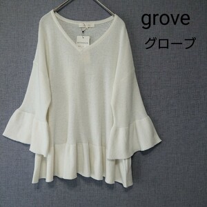 grove グローブ カットソー トップス ホワイト 白 フリル 新品