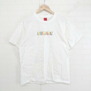 ◇ NINE ナイン プリント 半袖 Tシャツ カットソー サイズL ホワイト系 ブラック マルチ メンズ E