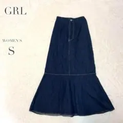 美品✨【GRL】 デニム マーメイドスカート 背面ゴム 楽ちん 大人綺麗 無地