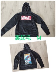 USED 裏起毛　MARVEL　スパイダーマンバックプリント　パーカー レディースM 黒　ブラック　160cm ボーイズ　ガールズ　USJ