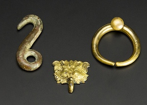 漢 鍍金鋪首 鍍金環 青銅環 中国 古美術