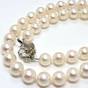 大珠!!テリ良し!鑑別書付き!!《アコヤ本真珠ネックレス》J 49.9g 約41cm 約9.0-9.5mm珠 pearl パール necklace ジュエリー jewelry EA0/EB0