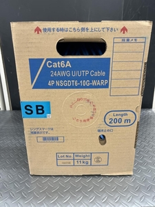 014〇未使用品〇日本製線 LANケーブル 24WAG U/UTP Cable Cat6A NSGST6-10G-WARP 200ｍ SB　水色 ※2点以上同梱不可