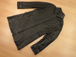 Barbour バブアー★上質 本革レザーコート UK12★黒 ブラック★h