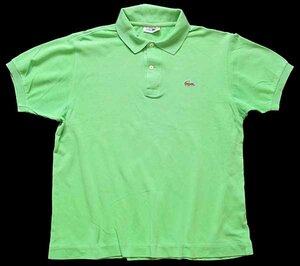 ★70s フランス製 CHEMISE LACOSTE ラコステ ワンポイント コットン 鹿の子 ポロシャツ カスタム 黄緑 5★110 ビンテージ フレンチ ユーロ