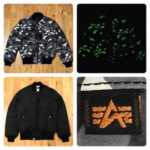 ★リバーシブル★ 蓄光 ALPHA INDUSTRIES × BAPE MA-1 bomber jacket Lサイズ a bathing ape city camo エイプ ベイプ 迷彩 z5