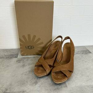 【美品】UGG アグ　サンダル　スウェード　ウェッジソール　キャメル　ブラウン 36.5 22.5cm レディース　S676