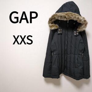 【GAP】ギャップ（XXS）ダウンジャケット＊フードファー＊ジッパー＊暖かい＊黒