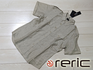 ◆新品 reric レリック 快適 リネン 麻混 半袖 サファリシャツ メンズ L 定価13,200円 ベージュ 麻 ヘンプ 高品質 涼しい