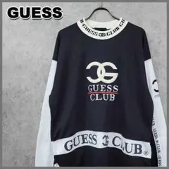 90s 古着 ゲス GUESS 希少 刺繍ロゴ スウェット ブラック L