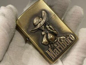 1円 ZIPPO ライター マルボロ Marlboroジッポ Zippoオイルライター真鍮製 中古品 喫煙グッズ ジッポー 火花確認済R658118