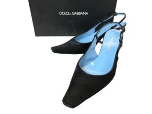 (D) DOLCE&GABBANA ドルチェ&ガッバーナ PONY ポニー レザー ストラップ パンプス 36 ブラック シューズ (ma)