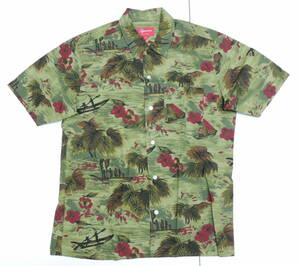 ★ 美品 12SS シュプリーム SUPREME Hawaiian Shirt Ｇreen ハワイアン 半袖 シャツ Sサイズ SMALL グリーン 開襟 アロハシャツ