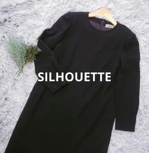 SILHOUETTE　長袖ロングワンピース　黒　美品