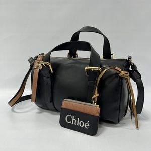 Chloe/クロエ/SAM BOSTON BAG/サムボストン バッグ/2WAY/ショルダーバッグ/ハンドバッグ/ブラック×ブラウン/ロゴプリントコインケース付