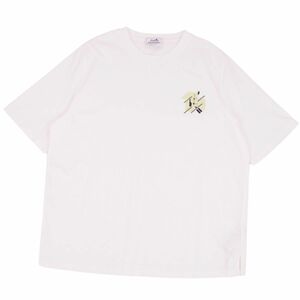 未使用 エルメス HERMES 23SS Tシャツ カットソー 半袖 ショートスリーブ レザーパッチ トップス メンズ XL ホワイト cf06mr-rm10f10409