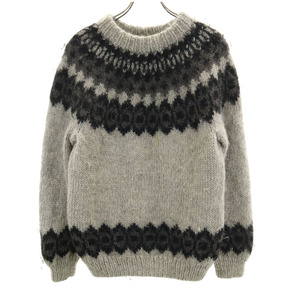 HAND KINT KNITWEAR 90s ウール オールド ノルディック柄 長袖 セーター グレー ニット メンズ