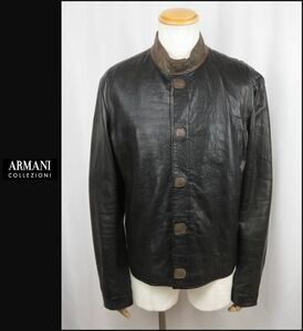 ■■＜極美品＞アルマーニ＜ARMANI COLLEZIONI：Ram Leather＞Stand Collar designer