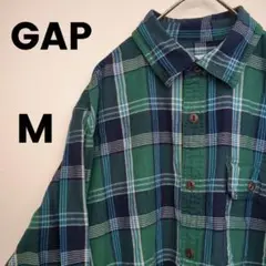 US古着 GAP フランネルシャツ M グリーン オールドGAP