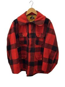 WOOLRICH WOOLEN MILLS◆ハンティングジャケット/40/レッド/50s/内側穴有/袖口ヤブレ有/バッファローチェック