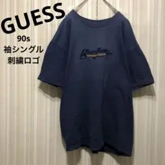 USA製オーバーサイズ常田大希GUESSゲスTシャツネイビー90s刺繍ロゴ