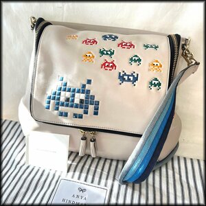 ◆ANYA HINDMARCH◆アニヤ ハインドマーチ 2Way ショルダーバッグ インベーダー レザー 人気 中古 質