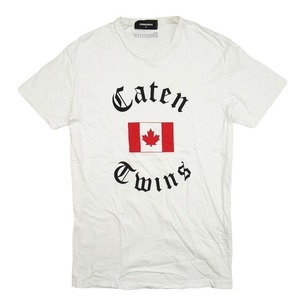 ディースクエアード DSQUARED2 Caten Twins Logo Tee Tシャツ カットソー 半袖 カットオフ クルーネック コットン トップス M 白