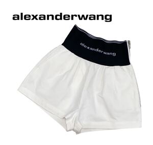 ALEXANDER WANG アレキサンダーワン ハイウエスト ロゴ ショートパンツ ホワイト S