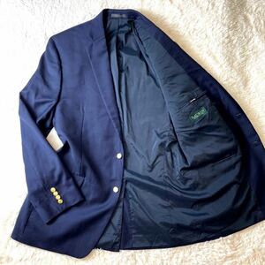 ラルフローレン【希少44サイズ】2XL-3XL RALPH LAUREN 紺ブレザー シングル テーラードジャケット ブレザー スーツ 金ボタン 良品 メンズ