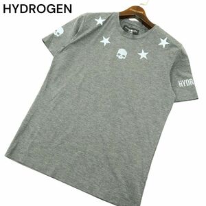 HYDROGEN ハイドロゲン 春夏 【スカル スター ロゴ】 ナイロン 半袖 クルーネック カットソー Tシャツ Sz.S　メンズ グレー　A4T05243_5#D