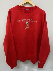 Champion◆00s刺繍センターロゴスウェット/XXL/コットン/RED//