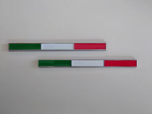 イタリア車向け トリコローレ 3D 銀縁 メタルバッジ 1セット(2個)