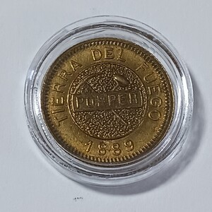 アルゼンチン 硬貨 古銭 ティエラ・デル・フエゴ 1889年 ピック ハンマー グラモス 鉱物土壌 記念幣 直径:約19mm 重量:約3.5g 厚さ:約1.5mm