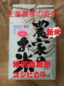 ★新米★[白米]特別栽培米コシヒカリ５ｋｇ有機肥料減農薬栽培