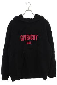 ジバンシィ GIVENCHY BM703A3Y0S サイズ:L デストロイ加工ロゴプリントプルオーバーパーカー 中古 OM10