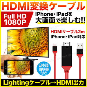 HDMI 変換ケーブル iPhone ミラーリング ライトニング iOS TV