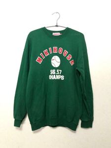 90s mikihouse mens M トレーナー スウェット グリーン ベースボール 古着 ミキハウス 日本製