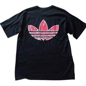 即決★90s ヴィンテージ USA製 adidas アディダス 両面 Tシャツ L 黒 VINTAGE【送料無料】