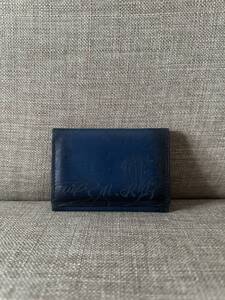 特注11万 Berluti IMBUIA Scrit Leather Cardcase ベルルッティ インブイア レザー 名刺入れ カードケース ブルー オーダー色 マーク2つ