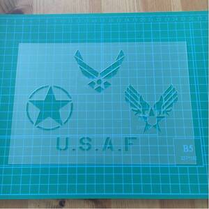 No.24 ステンシルシート USAF U.S.A.F アメリカン 看板 男前 インテリア DIY ARMY ステンシルプレート