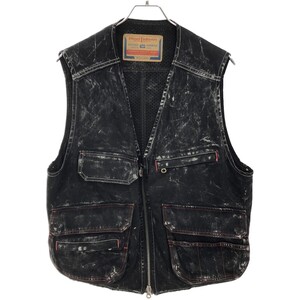 DIESEL ディーゼル 23AW D-Samp DENIM VEST ヴィンテージ加工デニムジレベスト A09521 ブラック M ITHPFE9NRRUO