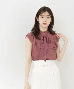 新品未使用 大人気完売 プロポーションボディドレッシングPROPORTIONBODYDRESSING 楊柳ラッフルブラウス WEB限定カラーピンク 定価10450円